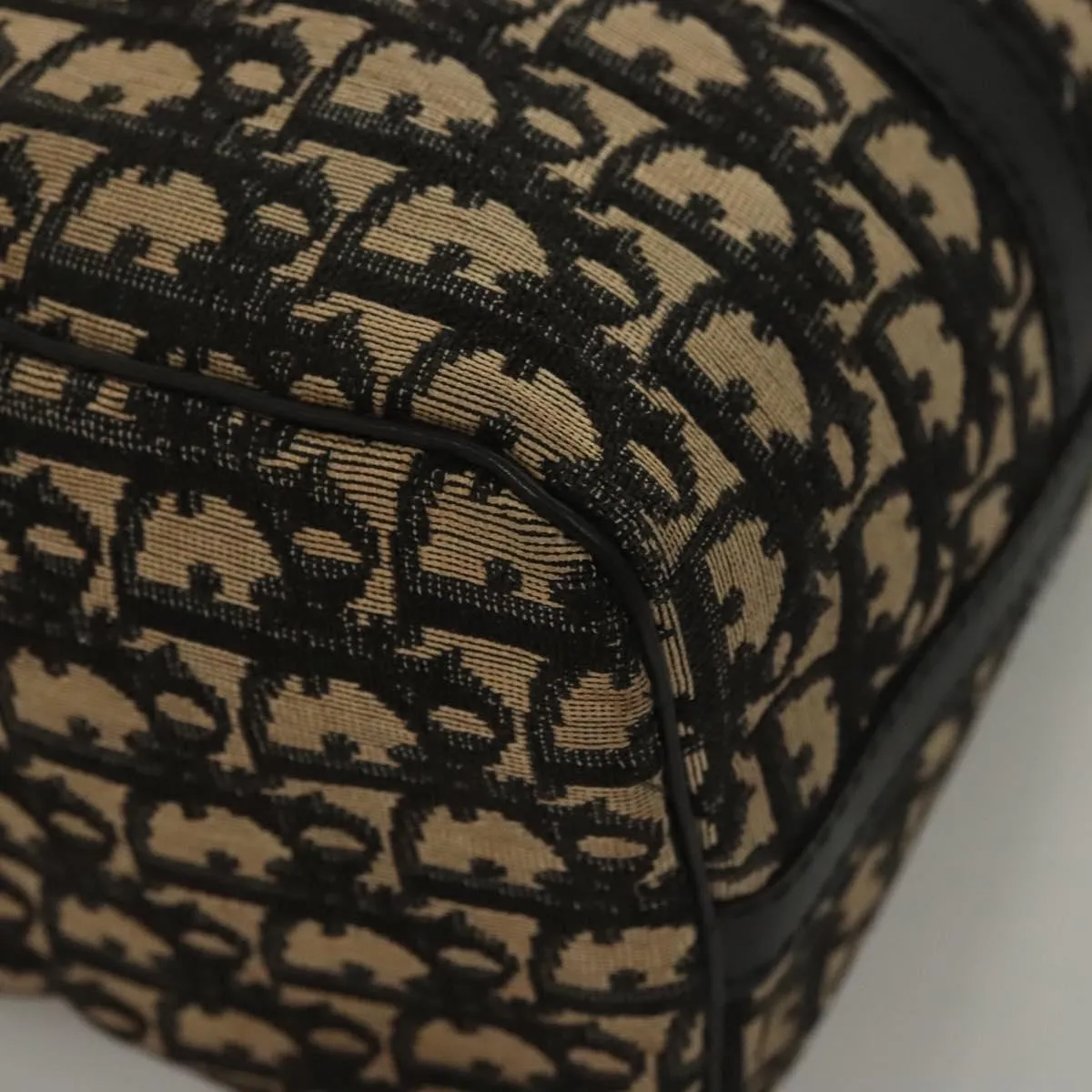 Christian Dior Trotter Canvas Boston Bag Black Auth BD1856
