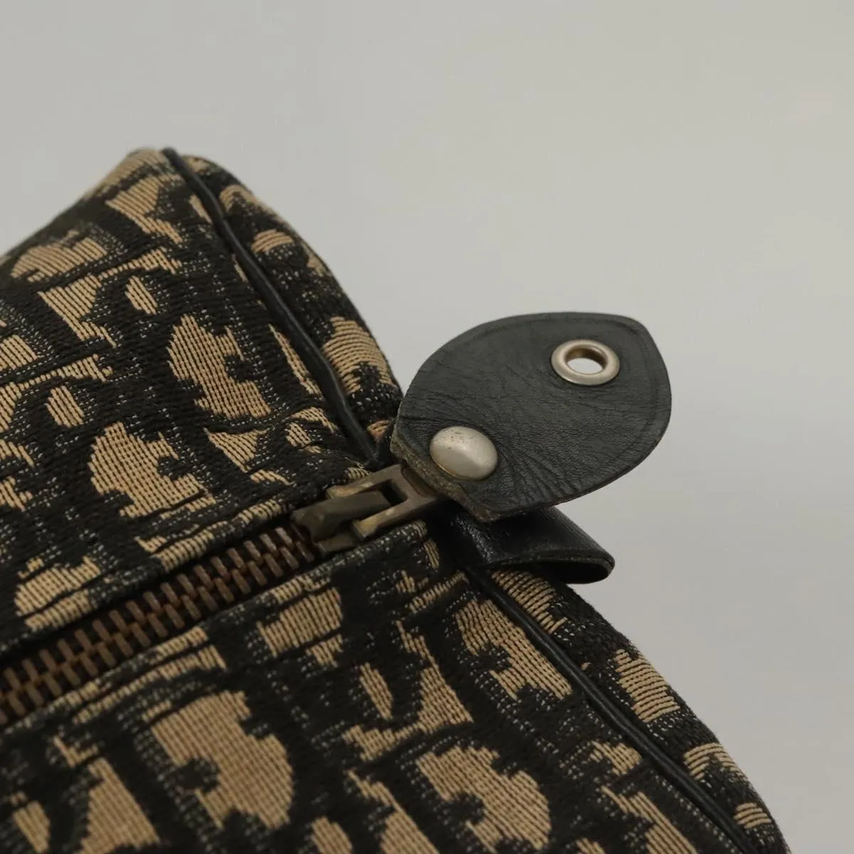 Christian Dior Trotter Canvas Boston Bag Black Auth BD1856