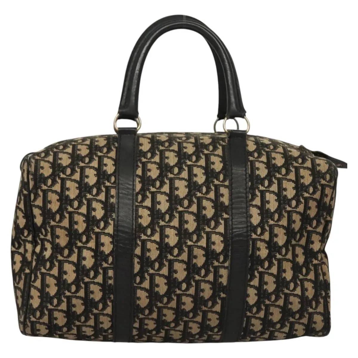 Christian Dior Trotter Canvas Boston Bag Black Auth BD1856