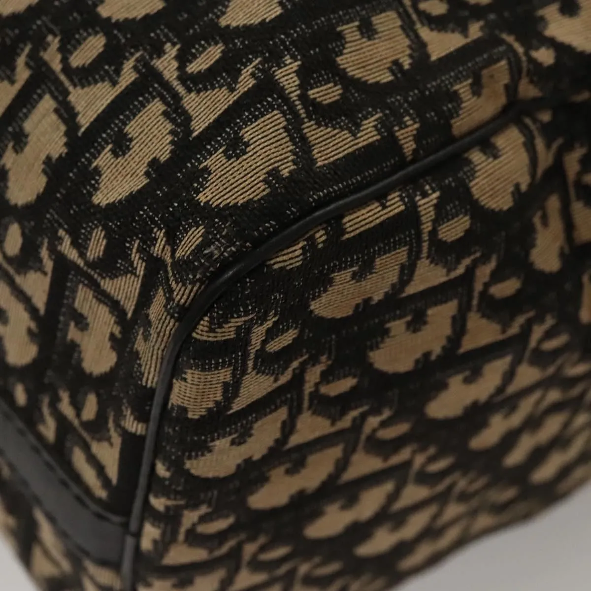 Christian Dior Trotter Canvas Boston Bag Black Auth BD1856
