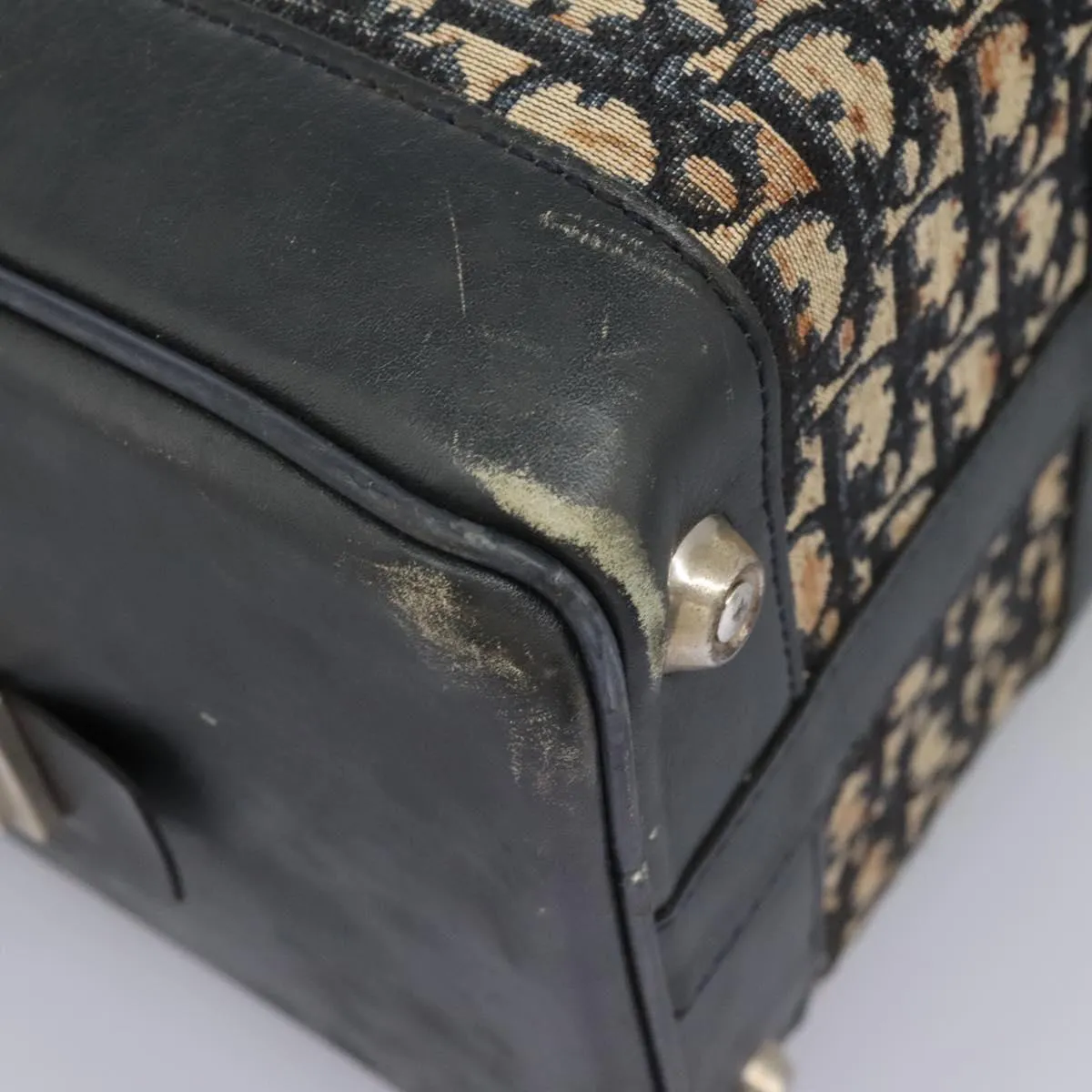 Christian Dior Trotter Canvas Boston Bag Navy Auth EC201
