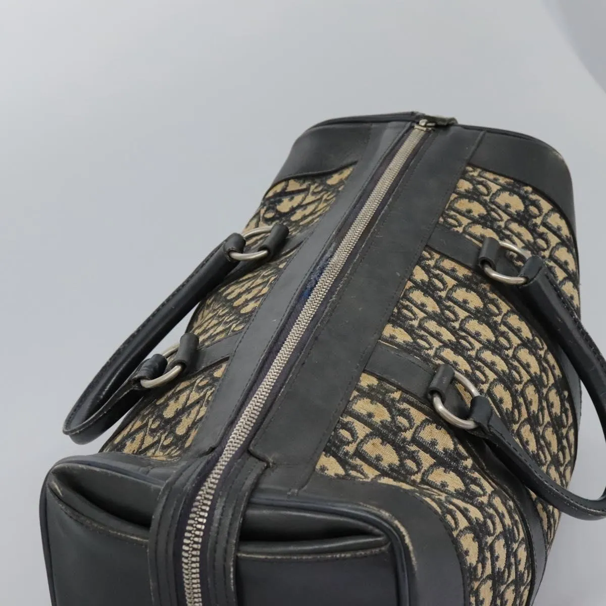 Christian Dior Trotter Canvas Boston Bag Navy Auth EC201