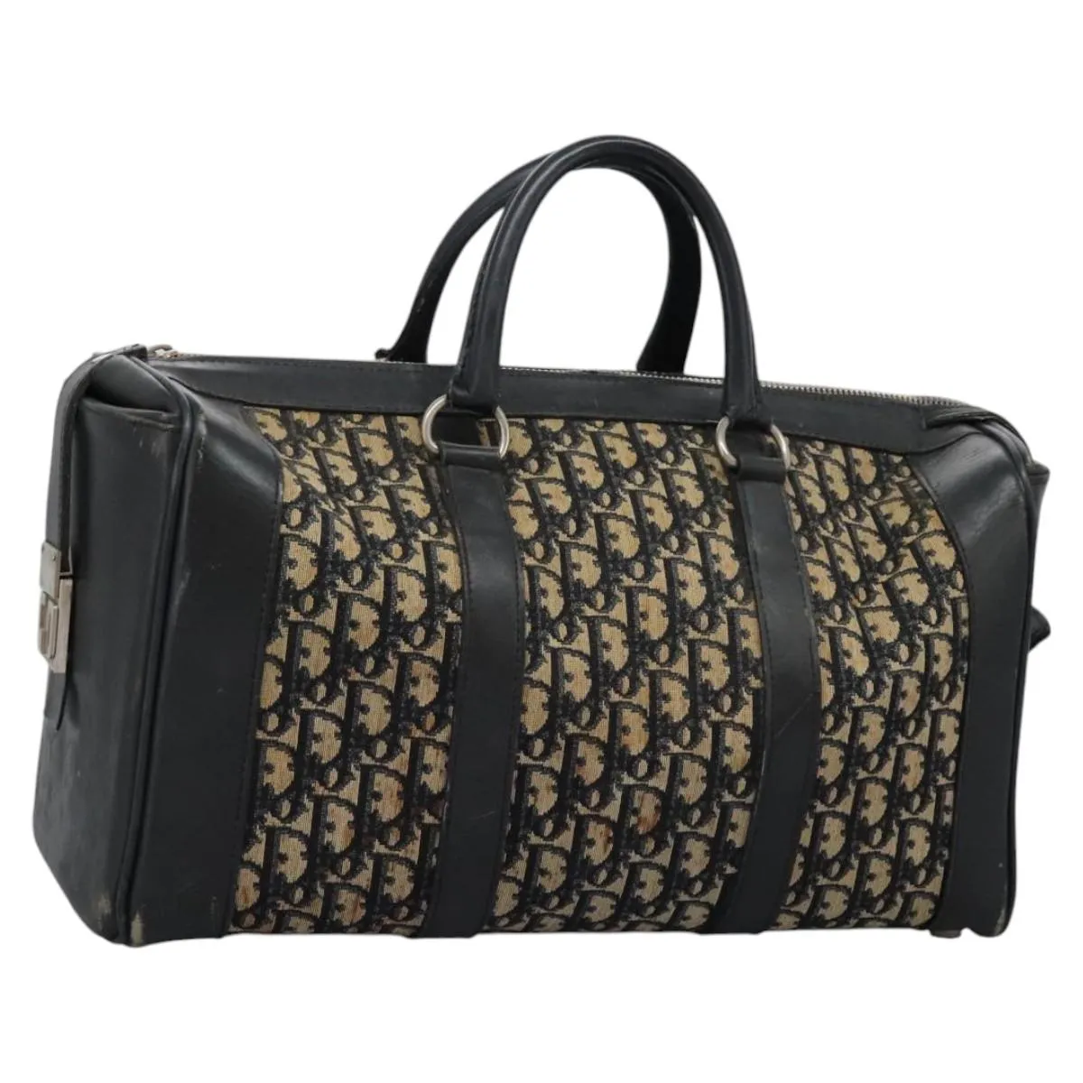 Christian Dior Trotter Canvas Boston Bag Navy Auth EC201