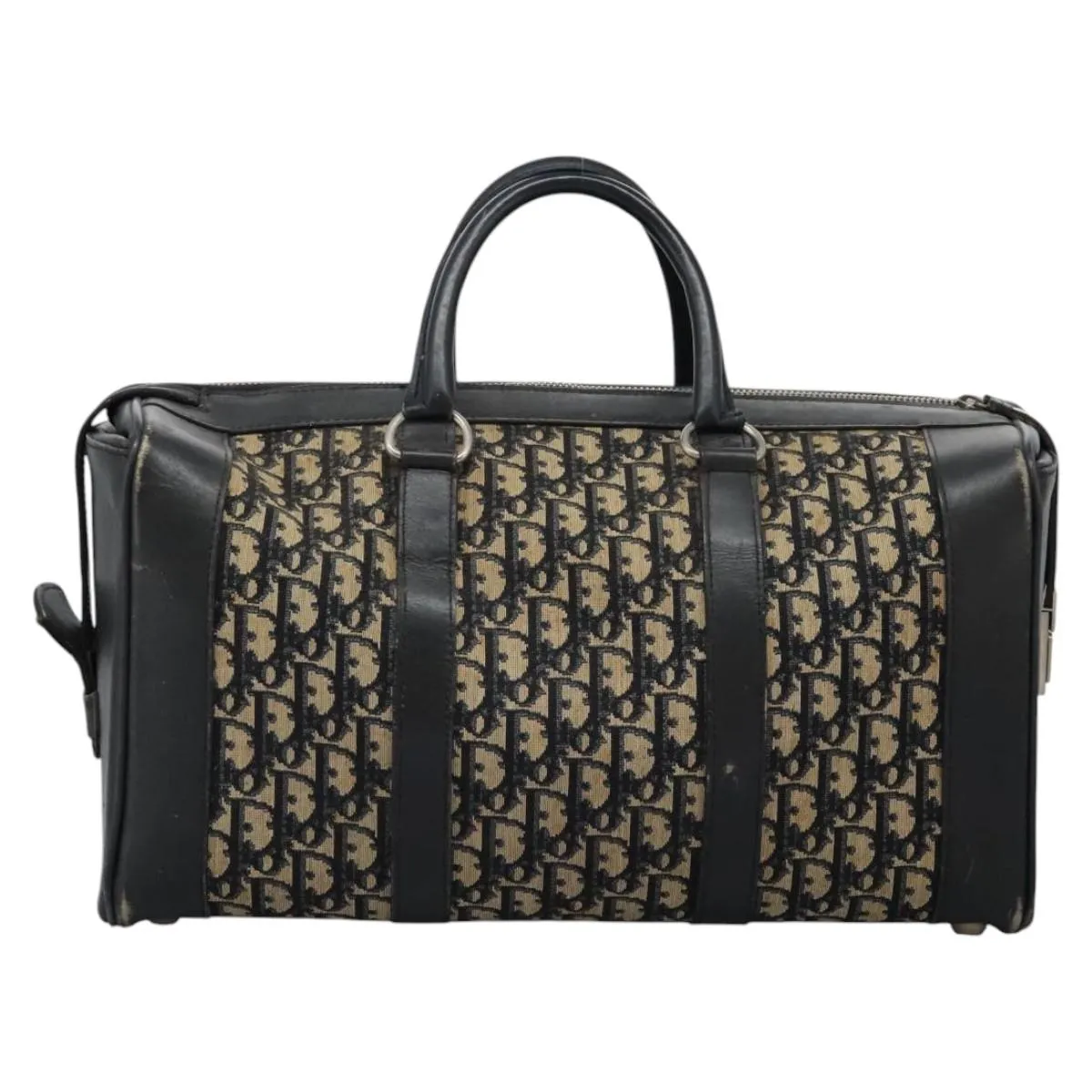 Christian Dior Trotter Canvas Boston Bag Navy Auth EC201