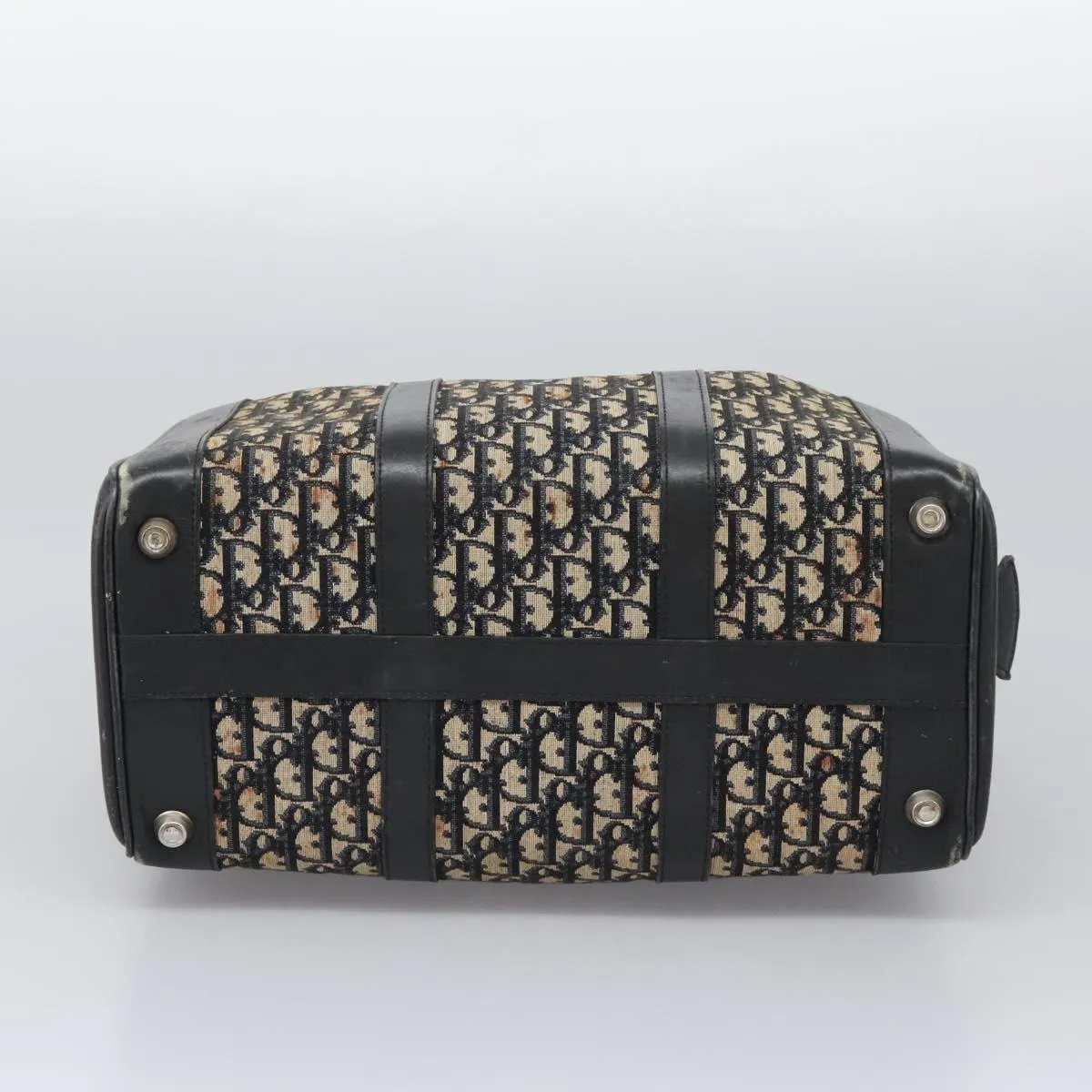Christian Dior Trotter Canvas Boston Bag Navy Auth EC201