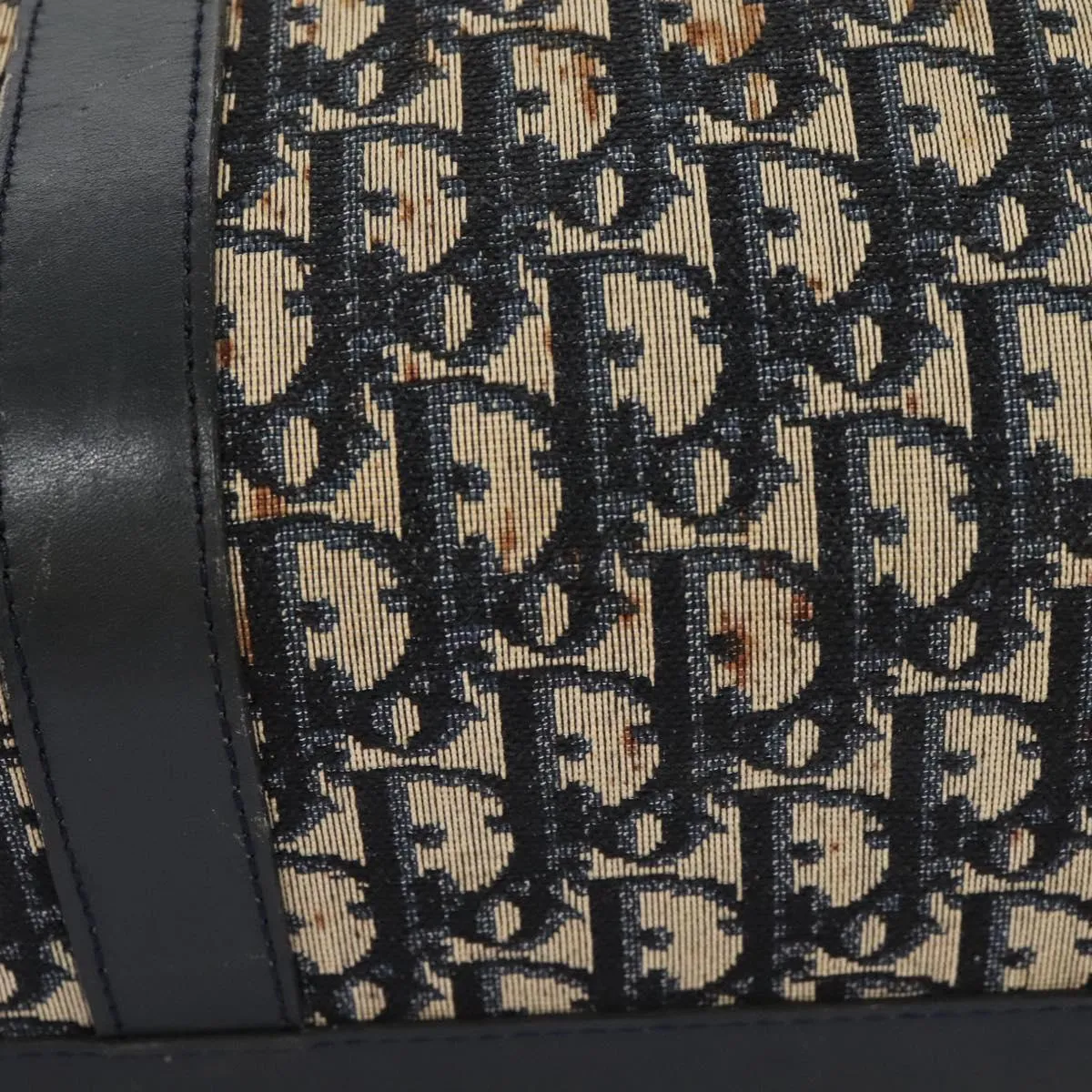 Christian Dior Trotter Canvas Boston Bag Navy Auth EC201