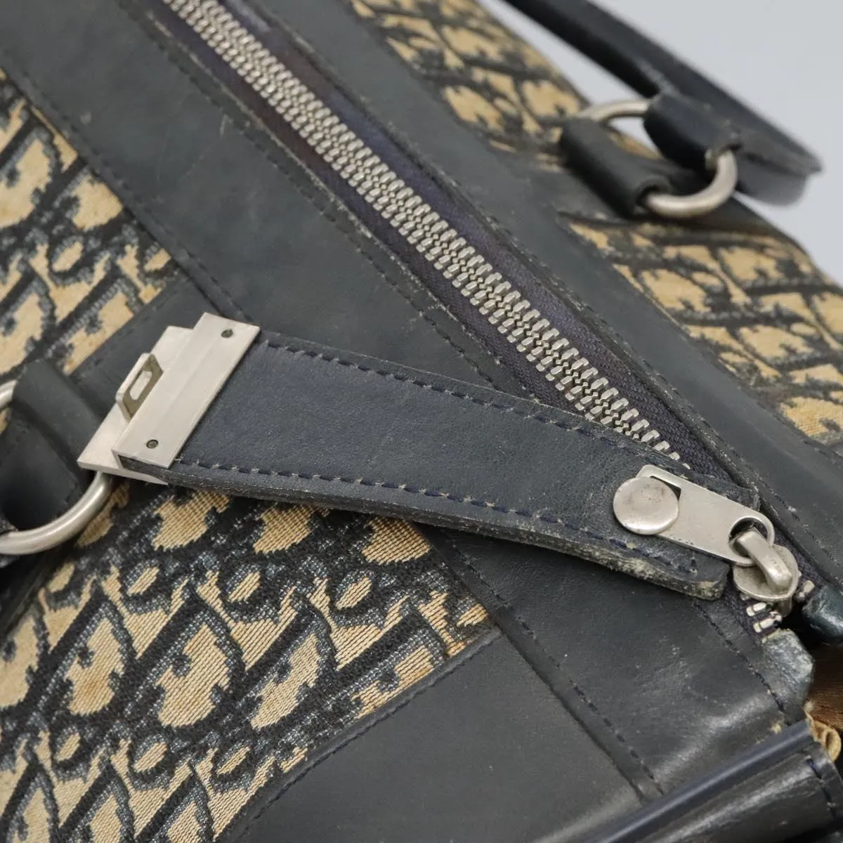Christian Dior Trotter Canvas Boston Bag Navy Auth EC201