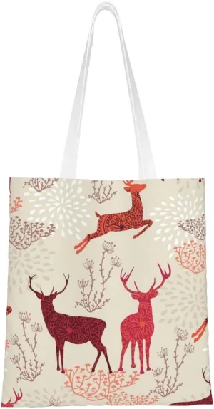 Christmas Elk Charming Women'S Tote Bag â€“ Canvas Shoulder Bag, For Work, Travel, Shopping, And College