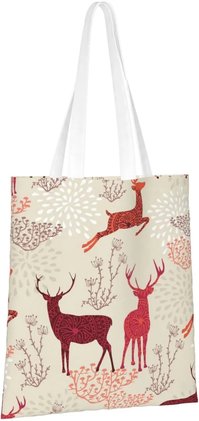 Christmas Elk Charming Women'S Tote Bag â€“ Canvas Shoulder Bag, For Work, Travel, Shopping, And College