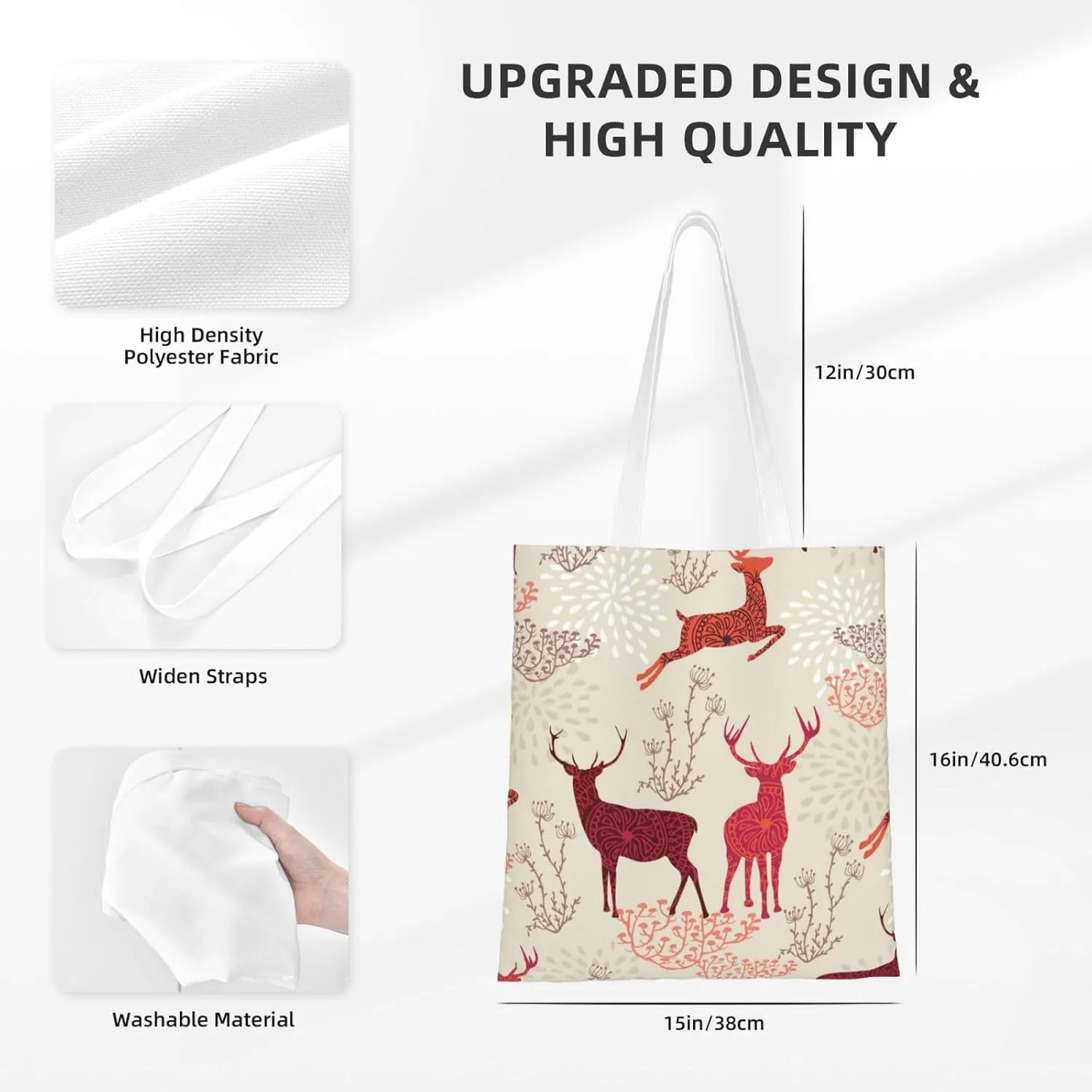Christmas Elk Charming Women'S Tote Bag â€“ Canvas Shoulder Bag, For Work, Travel, Shopping, And College