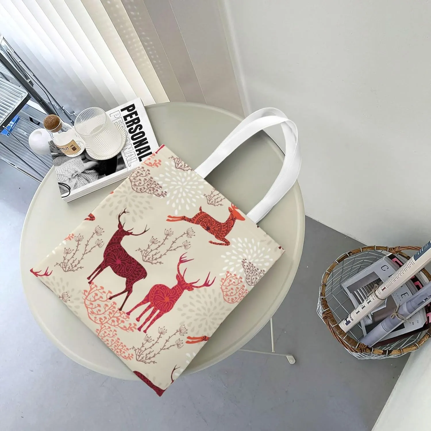 Christmas Elk Charming Women'S Tote Bag â€“ Canvas Shoulder Bag, For Work, Travel, Shopping, And College