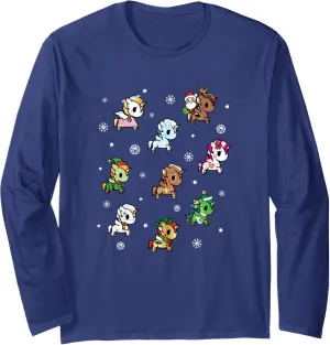 Christmas Festive Unicornos Variety Collage Long Sleeve T-Shirt