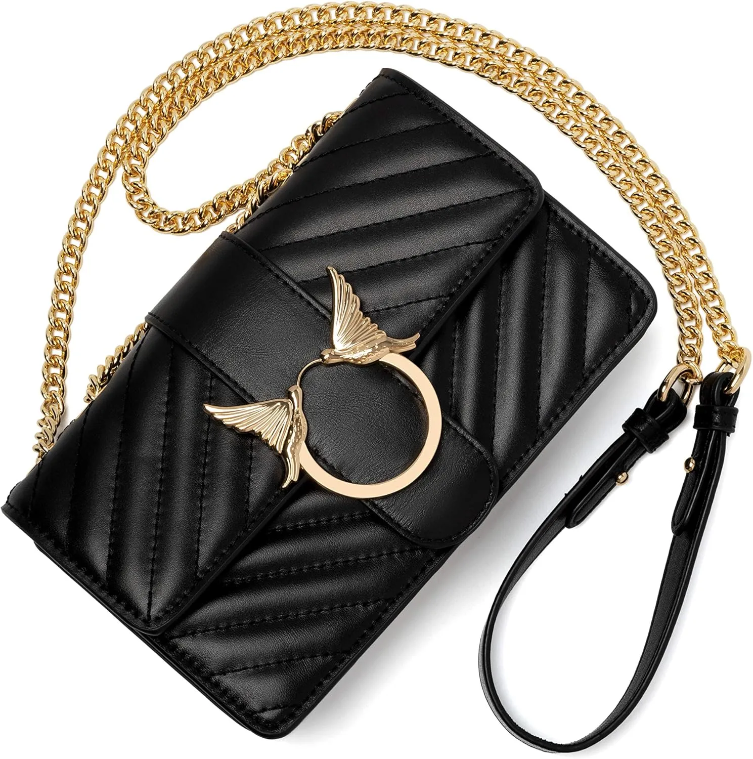 Chrysansmile Genuine Leather Crossbody Bags Quilted Clutch Purses for Women Trendy Small Shoulder Handbags with Chain