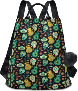Cinco De Mayo Backpack Purse for Women Nylon Anti-theft Travel Backpack Lightweight Shoulder Bag with Plush Ball Keychain