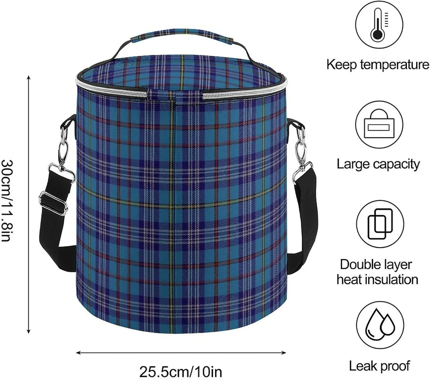 Citadel Military Academy Tartan Large Capacity Cylindrical Camping Ice Pack Unisex