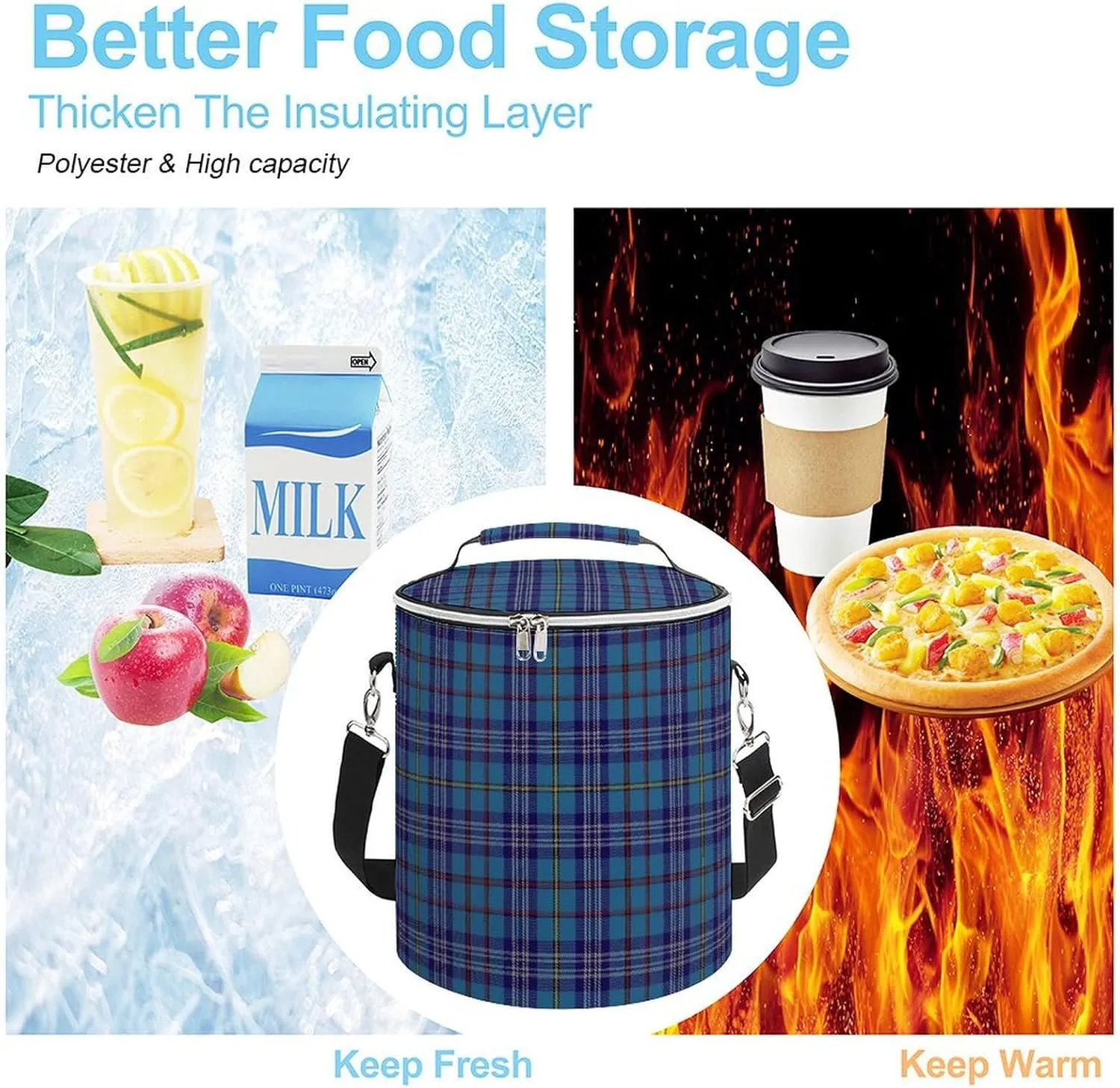 Citadel Military Academy Tartan Large Capacity Cylindrical Camping Ice Pack Unisex