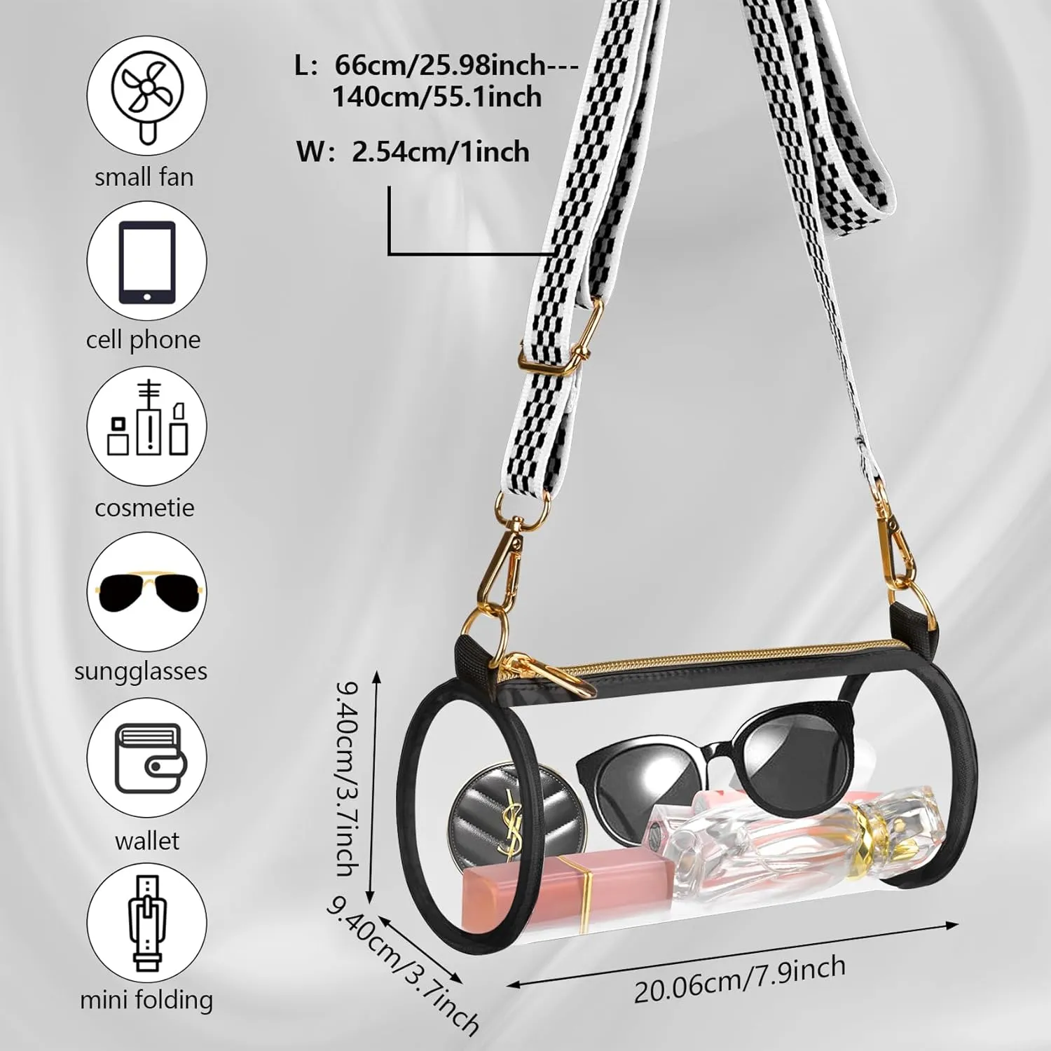 Clear Bag Approved for Stadium Events - Clear Crossbody Bags for Women - Cylindrical Bag for Concert, Travel