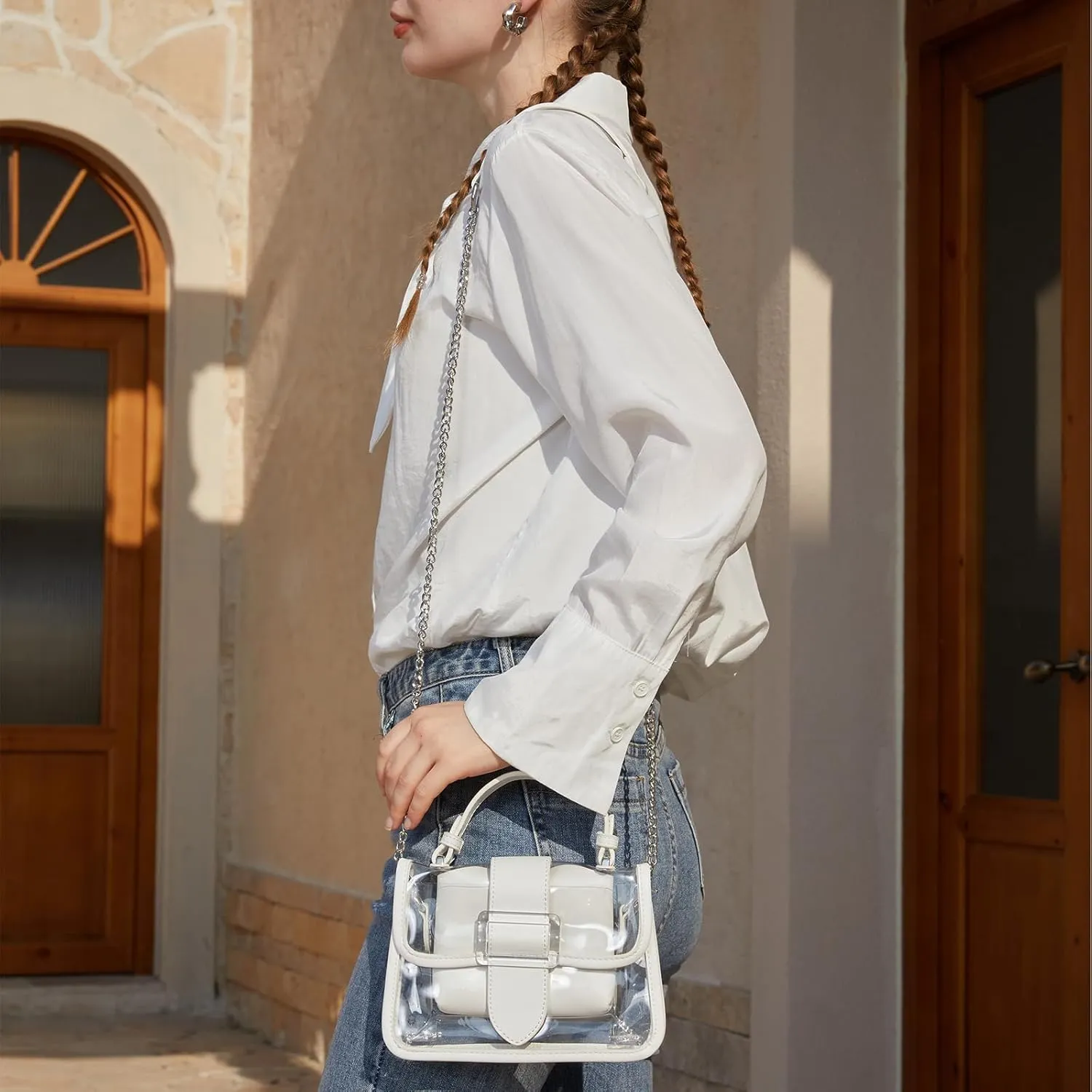 Clear Shoulder Bag Purse 2 in 1 Transparent Crossbody Bag Jelly Handbag