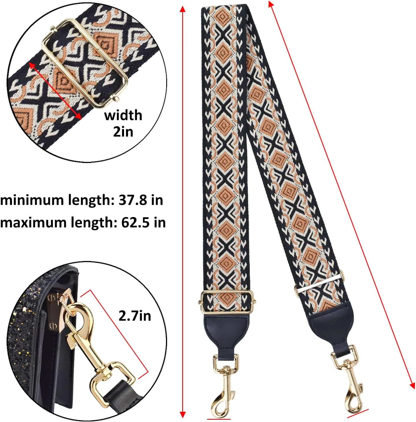 CLOUDMUSIC Handbag Strap Replacement Crossbody Strap Purse Strap for Women Girls