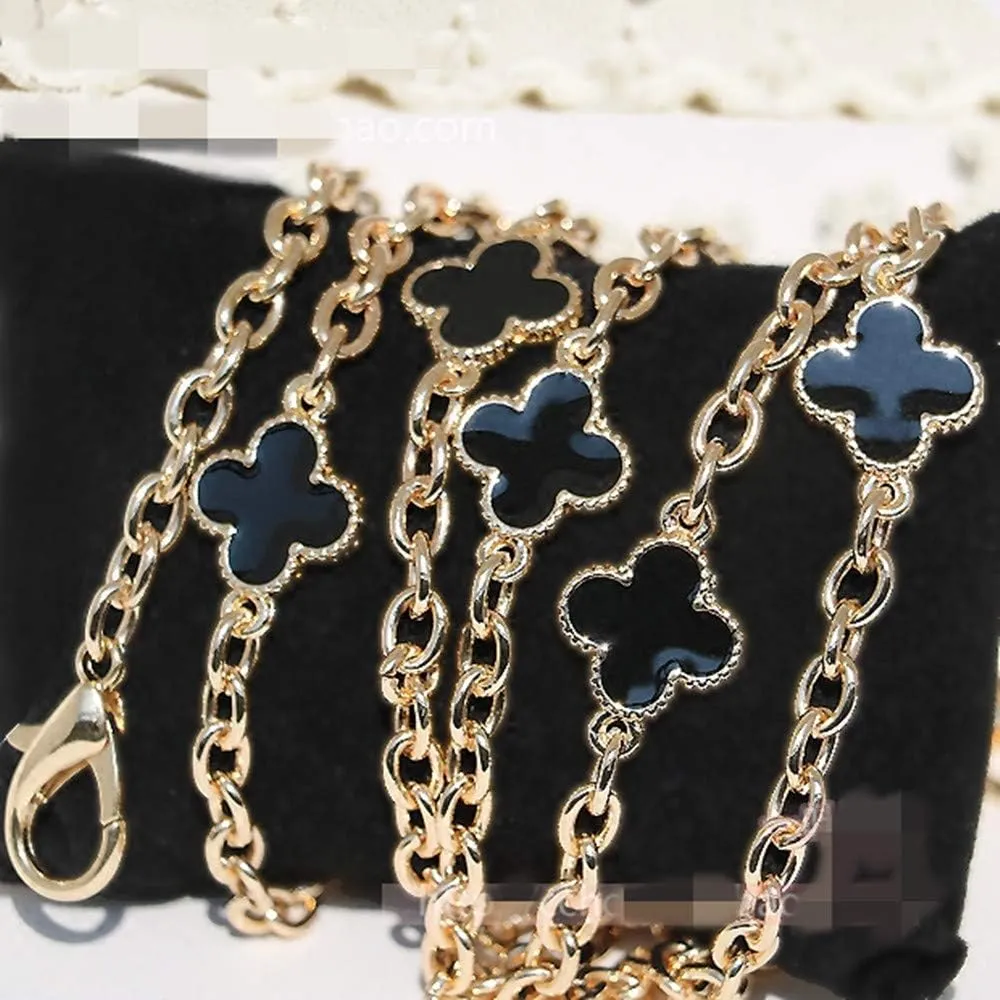Clover Purse Mini Gold Metal Chain Strap Replacement Handle Crossbody Shoulder Strap Handbag Chain Strap (Color : Black Clover, Size : Length 43 inch)