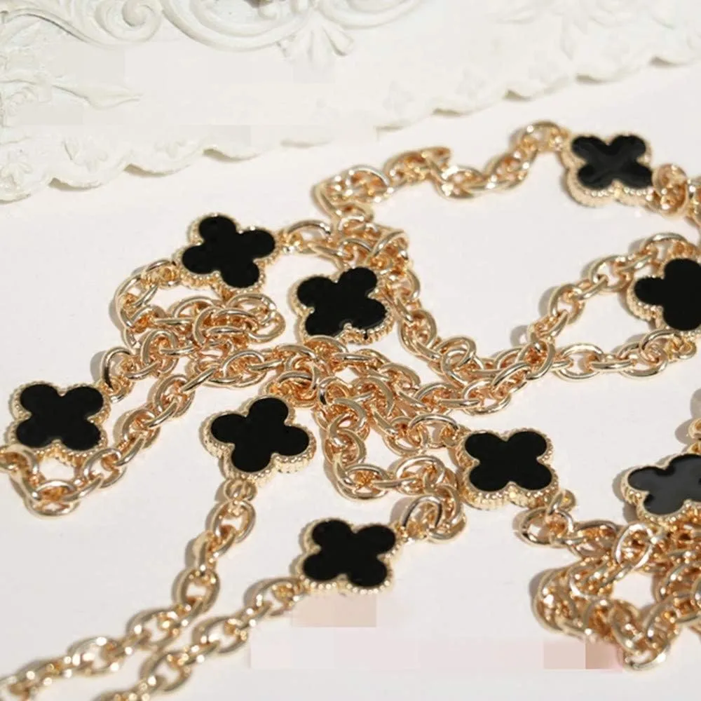 Clover Purse Mini Gold Metal Chain Strap Replacement Handle Crossbody Shoulder Strap Handbag Chain Strap (Color : Black Clover, Size : Length 43 inch)