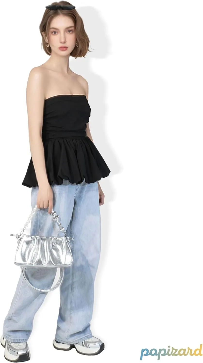 Clutch Purse for Women - Evening Small Shoulder Bag Anti Theft Removable Chain Adjustable Strap PU Handbag