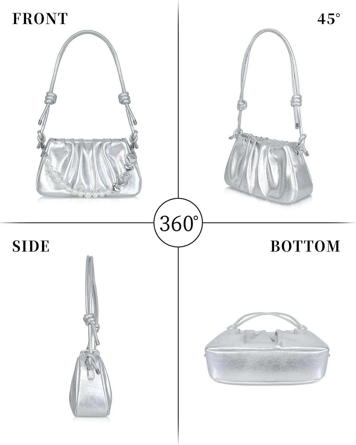 Clutch Purse for Women - Evening Small Shoulder Bag Anti Theft Removable Chain Adjustable Strap PU Handbag