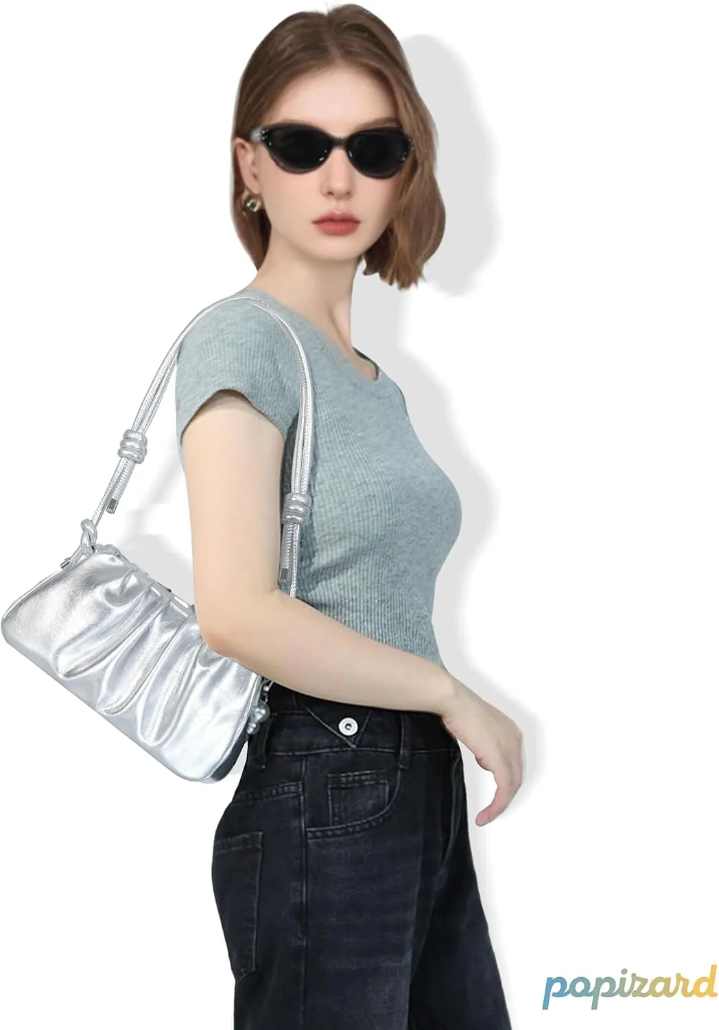 Clutch Purse for Women - Evening Small Shoulder Bag Anti Theft Removable Chain Adjustable Strap PU Handbag