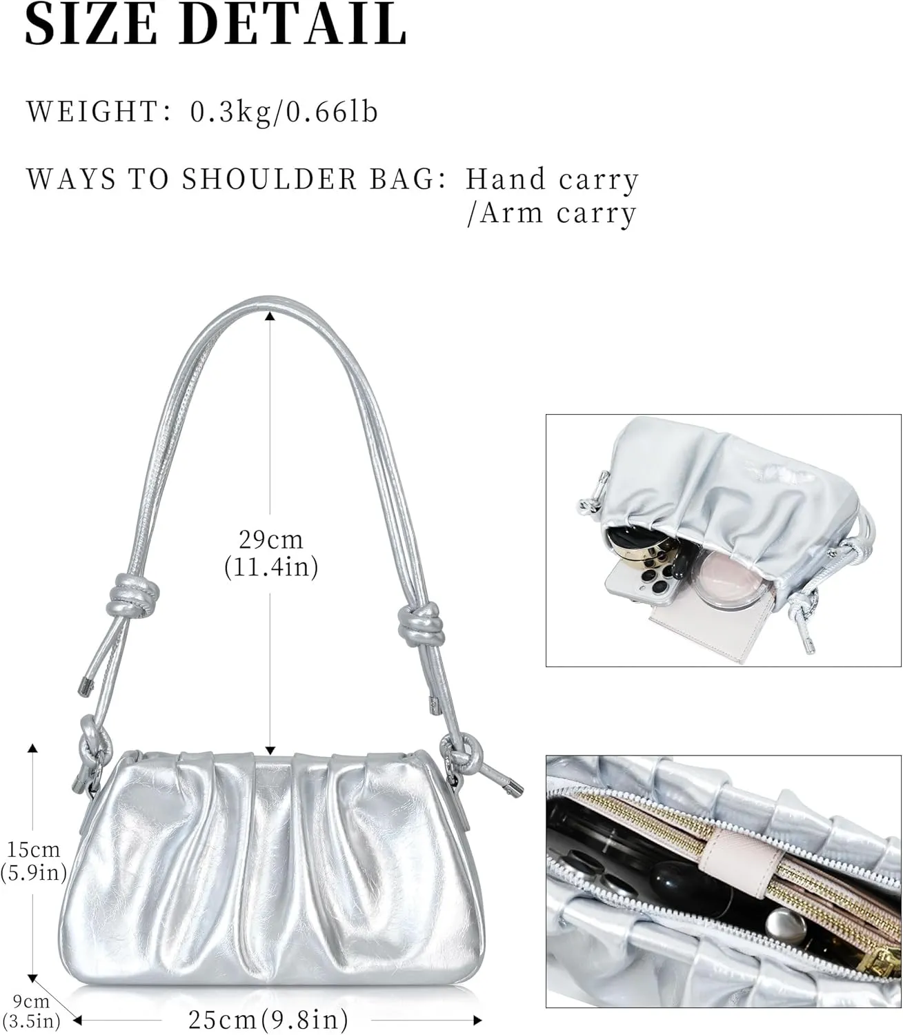 Clutch Purse for Women - Evening Small Shoulder Bag Anti Theft Removable Chain Adjustable Strap PU Handbag