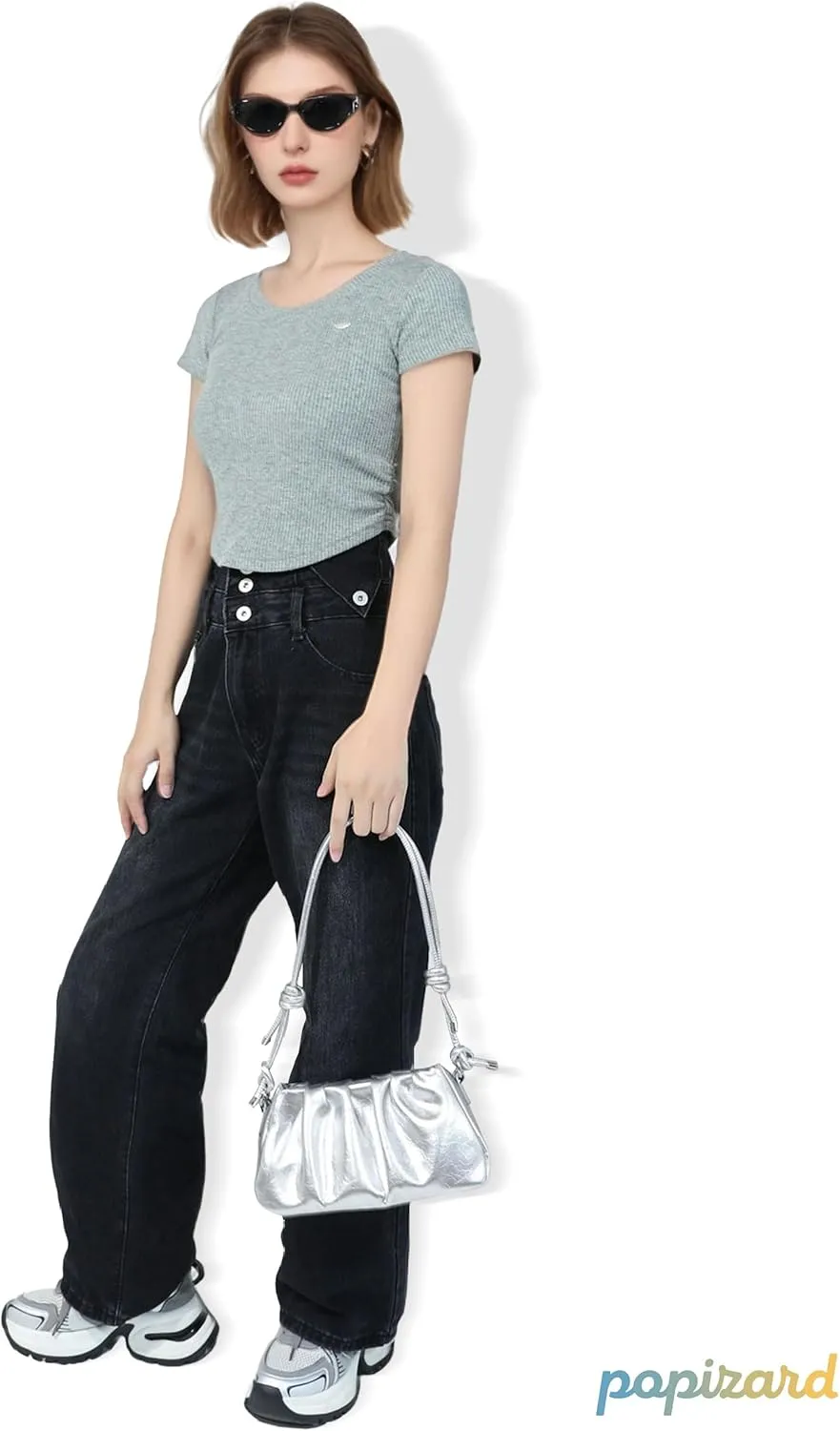 Clutch Purse for Women - Evening Small Shoulder Bag Anti Theft Removable Chain Adjustable Strap PU Handbag