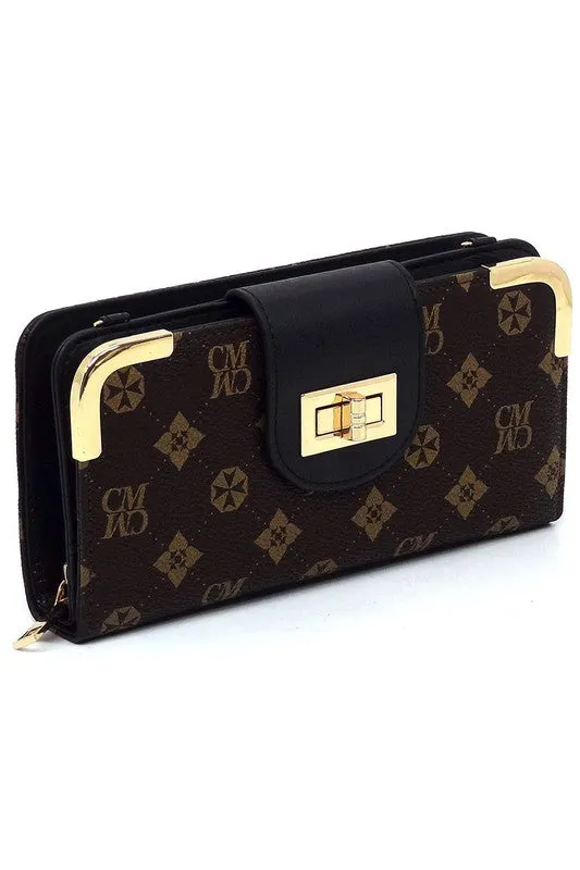 CM Monogram Turn Lock Crossbody Wallet