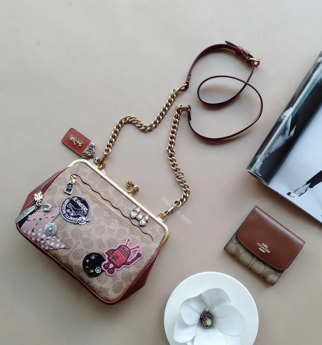 Coach F31069  X Keith Haring Kisslock Crossbody In Signature Patchwork