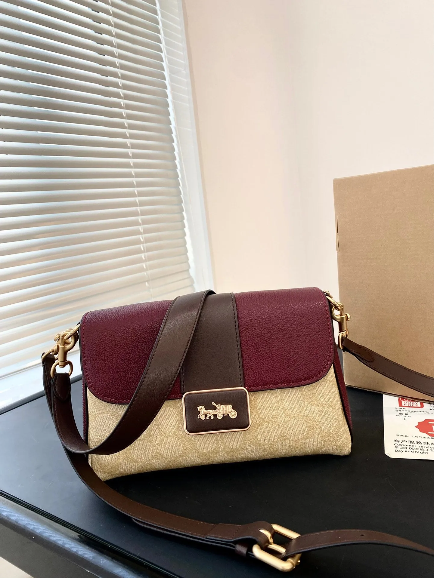 Coach Grace series cowhide spliced shoulder bag shoulder bag underarm bag