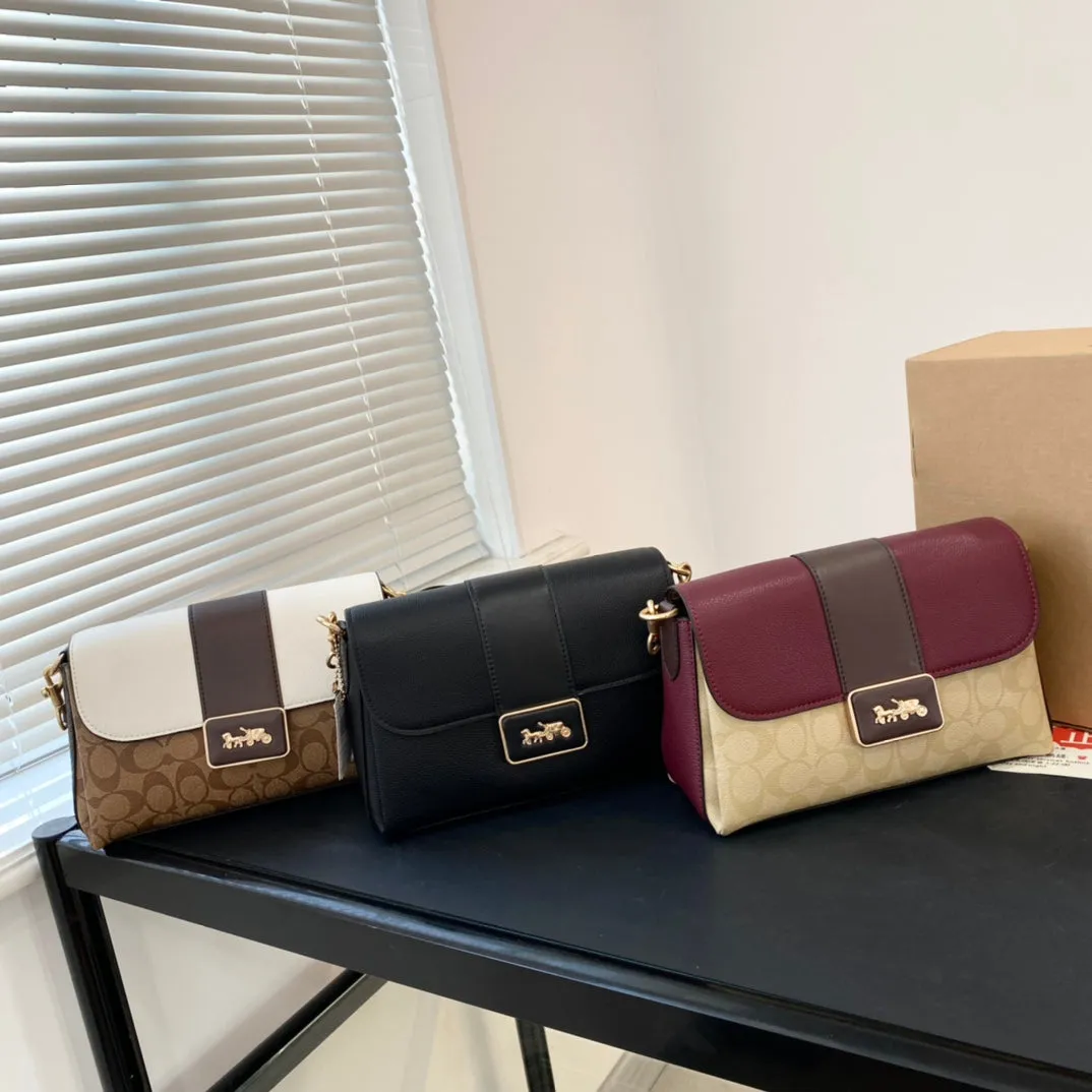 Coach Grace series cowhide spliced shoulder bag shoulder bag underarm bag