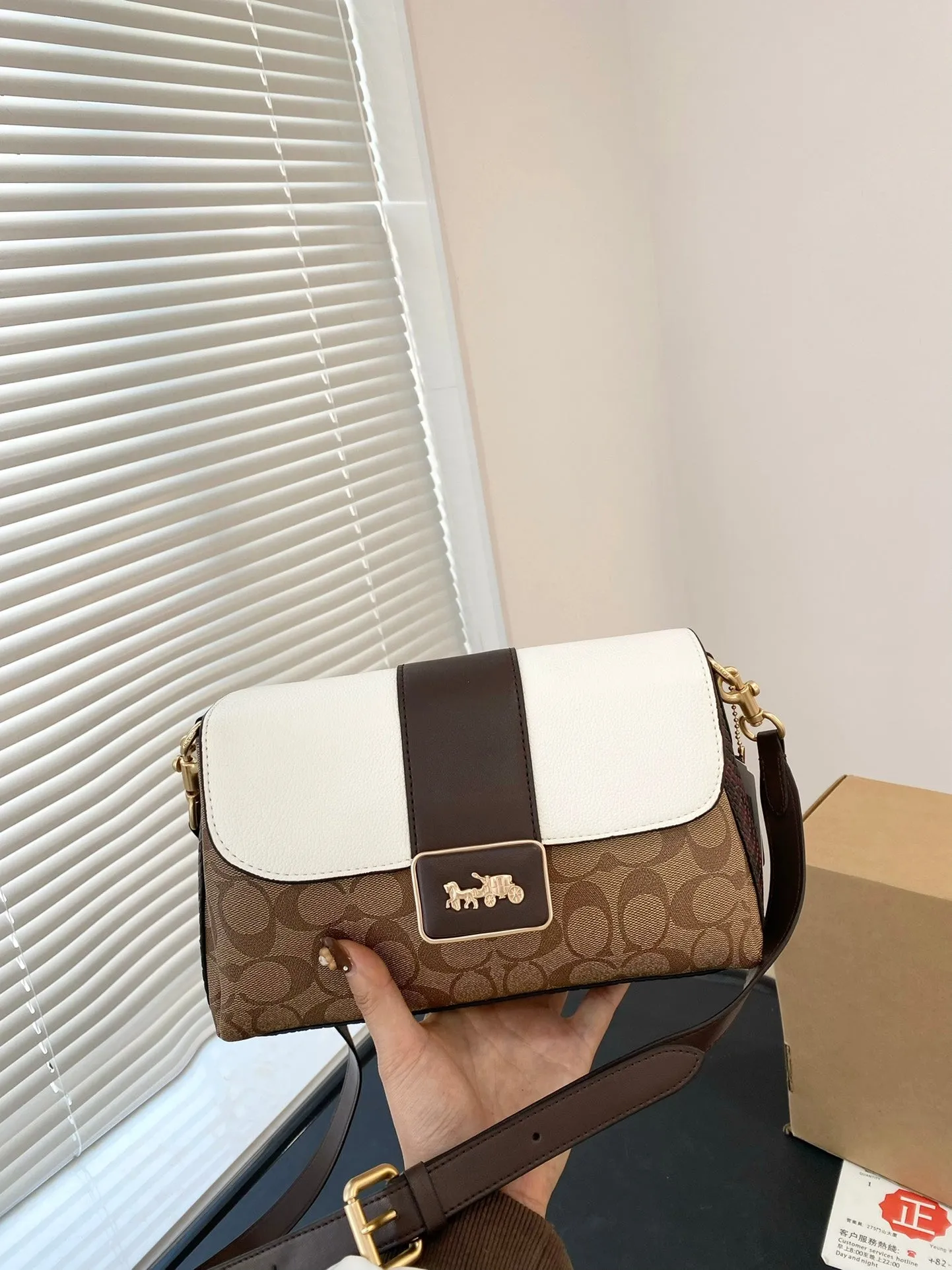 Coach Grace series cowhide spliced shoulder bag shoulder bag underarm bag