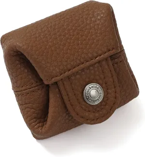Cockatoo Genuine Leather Coin Pouch Change Holder, Mini Snap Pocket Wallet for Men Women (Brown, Small)