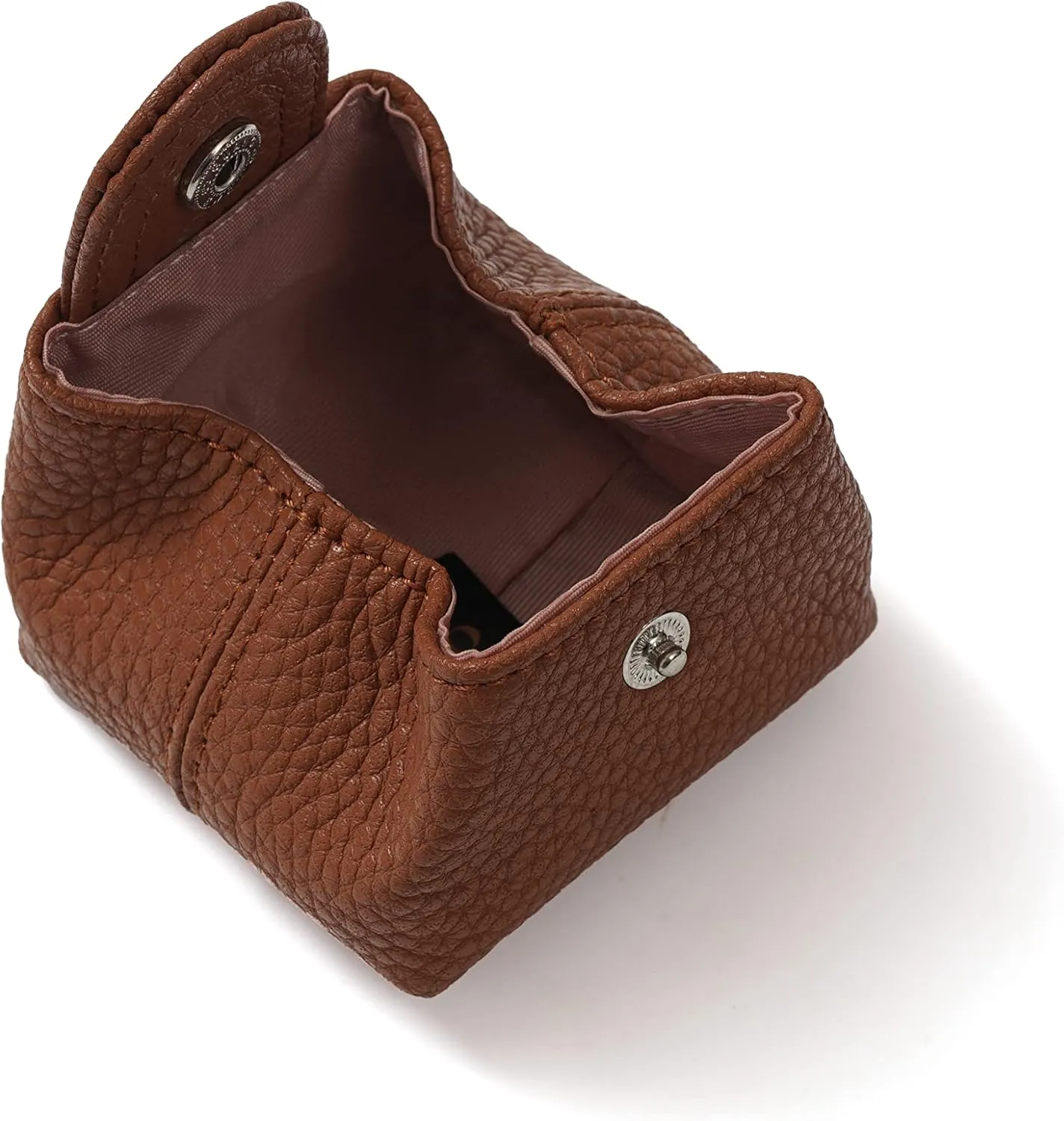 Cockatoo Genuine Leather Coin Pouch Change Holder, Mini Snap Pocket Wallet for Men Women (Brown, Small)
