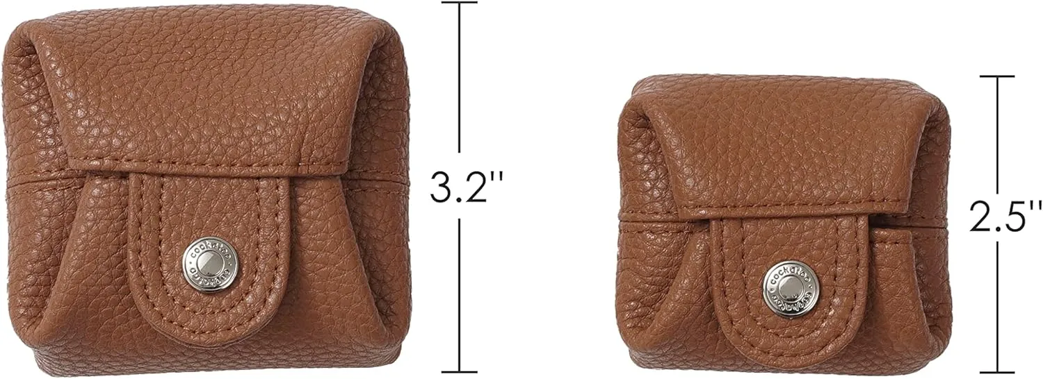 Cockatoo Genuine Leather Coin Pouch Change Holder, Mini Snap Pocket Wallet for Men Women (Brown, Small)