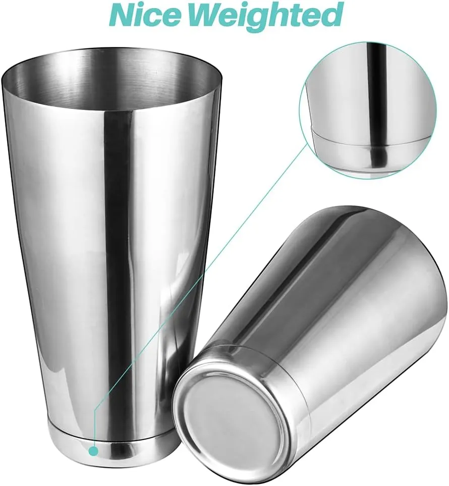 Cocktail Shaker Set, Pro Bar Shaker Boston Shaker Set, Stainless Steel Martini Drink Mixer for Bartending – Essential Bar Tools Weighted Shaking Metal Tins for Bartender