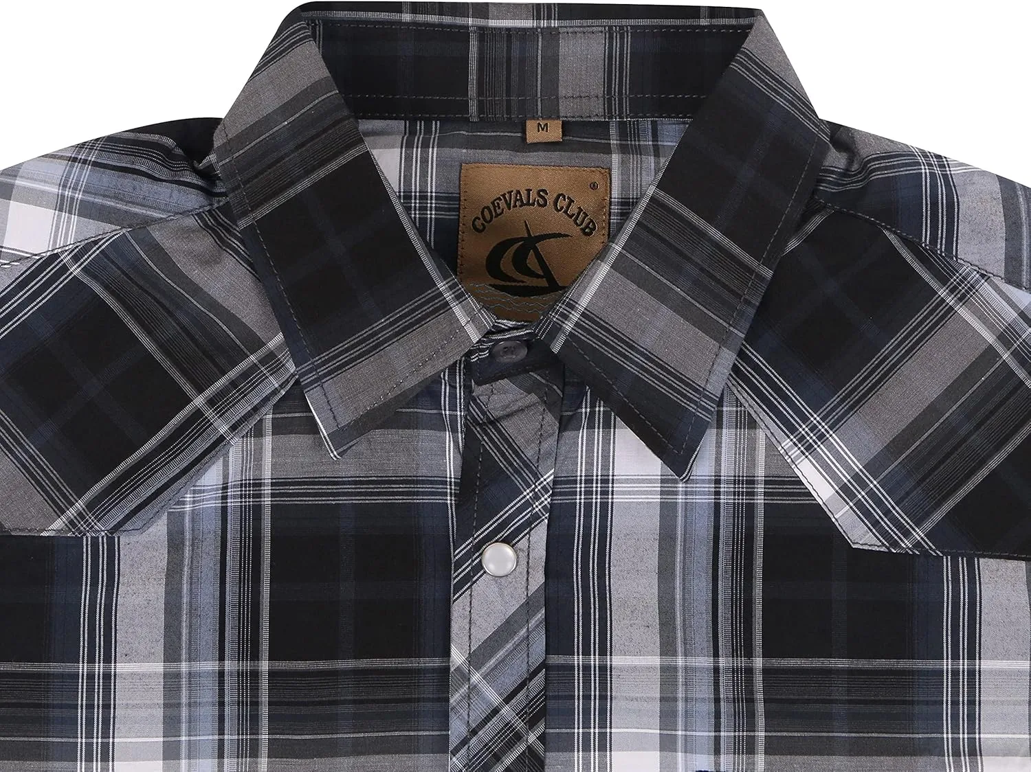 COEVALS CLUB Men's Western Pearl Snap Button Up Casual Cowboy Long Sleeve Two Pockets Work Shirts