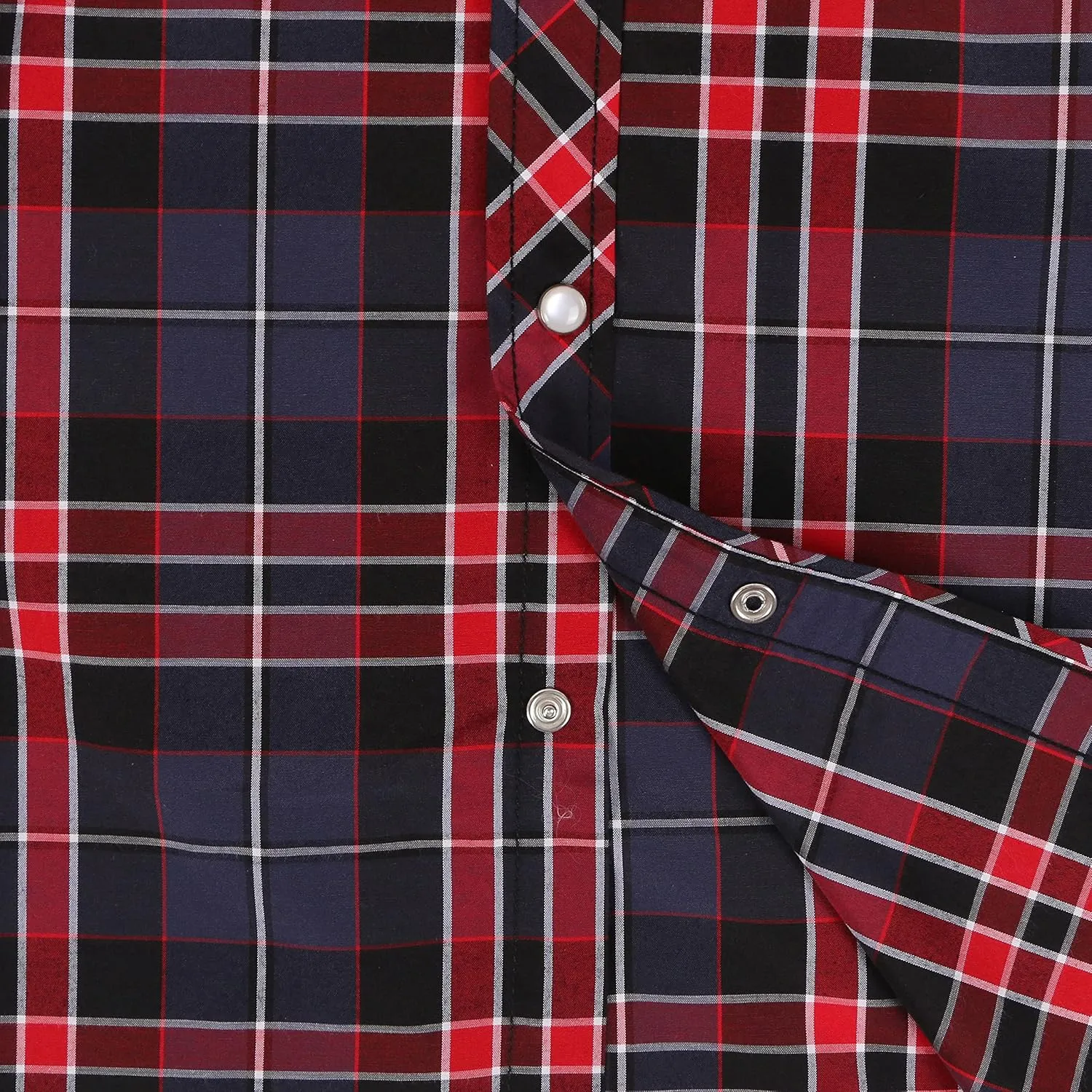 COEVALS CLUB Men's Western Plaid Pearl Snap Buttons Two Pocket Casual Short Sleeve Shirts