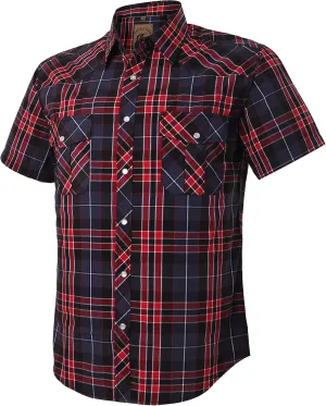 COEVALS CLUB Men's Western Plaid Pearl Snap Buttons Two Pocket Casual Short Sleeve Shirts