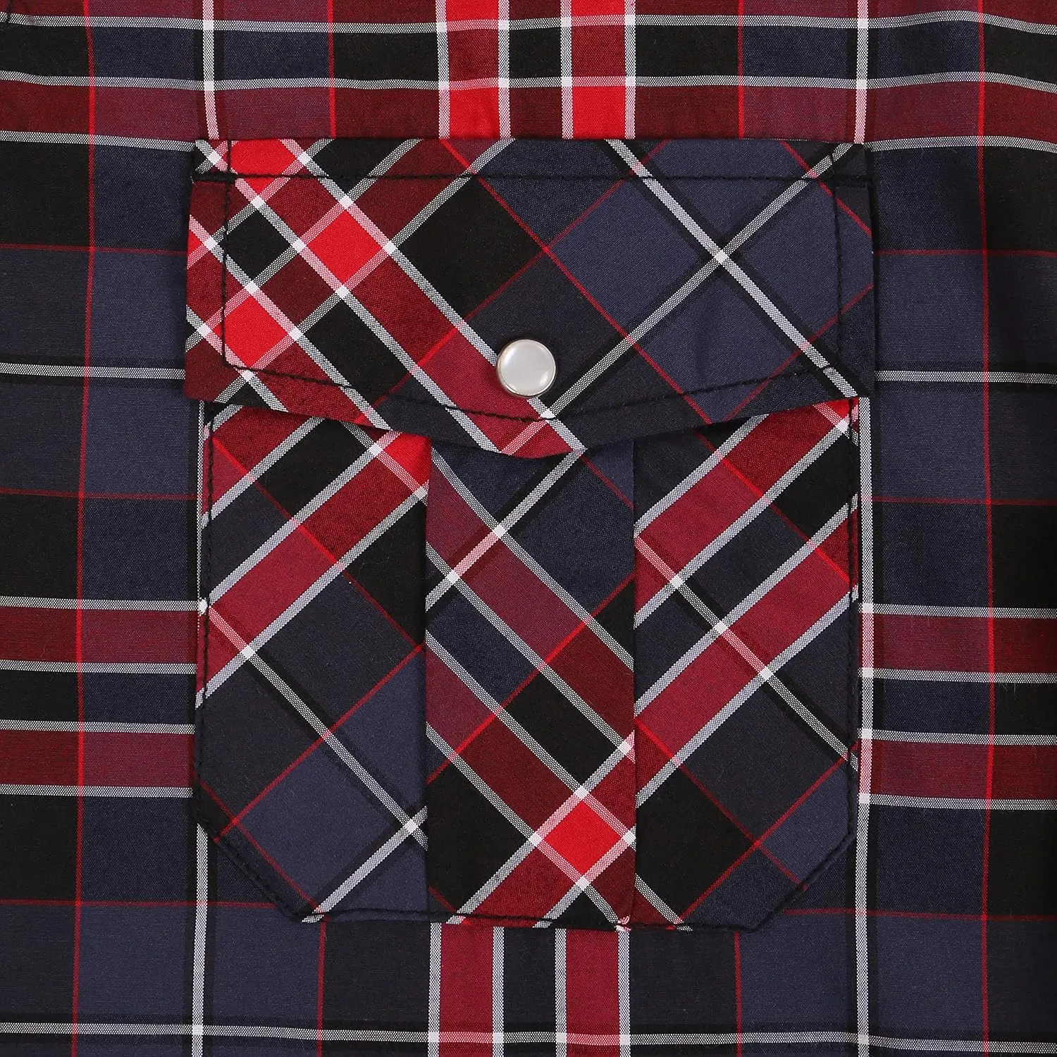 COEVALS CLUB Men's Western Plaid Pearl Snap Buttons Two Pocket Casual Short Sleeve Shirts