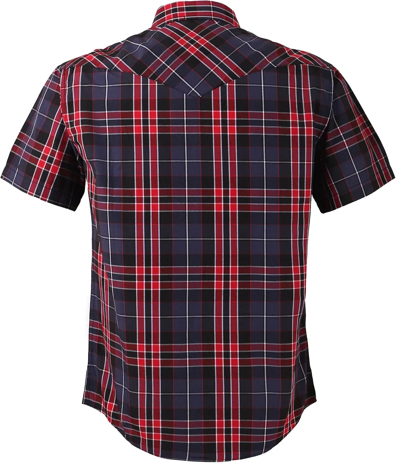 COEVALS CLUB Men's Western Plaid Pearl Snap Buttons Two Pocket Casual Short Sleeve Shirts