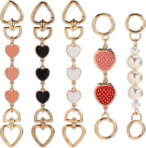 COHEALI 5PCS Purse Extender Chain: Pink Heart Bag Extender Chain, Strawberry Metal Bag Purse Strap Replacement for Crossbody Shoulder Handbags