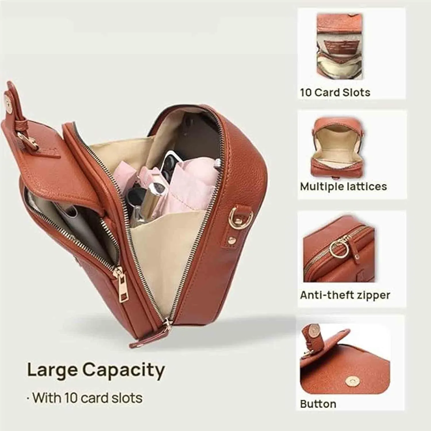 Collaborate Crossbody Leather Bag for Women - Urvashi Crossbody Genuine Leather Bag, Collaboraten1 Purse, Card Slots
