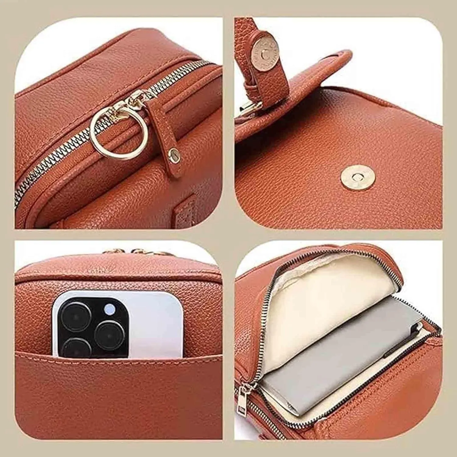 Collaborate Crossbody Leather Bag for Women - Urvashi Crossbody Genuine Leather Bag, Collaboraten1 Purse, Card Slots