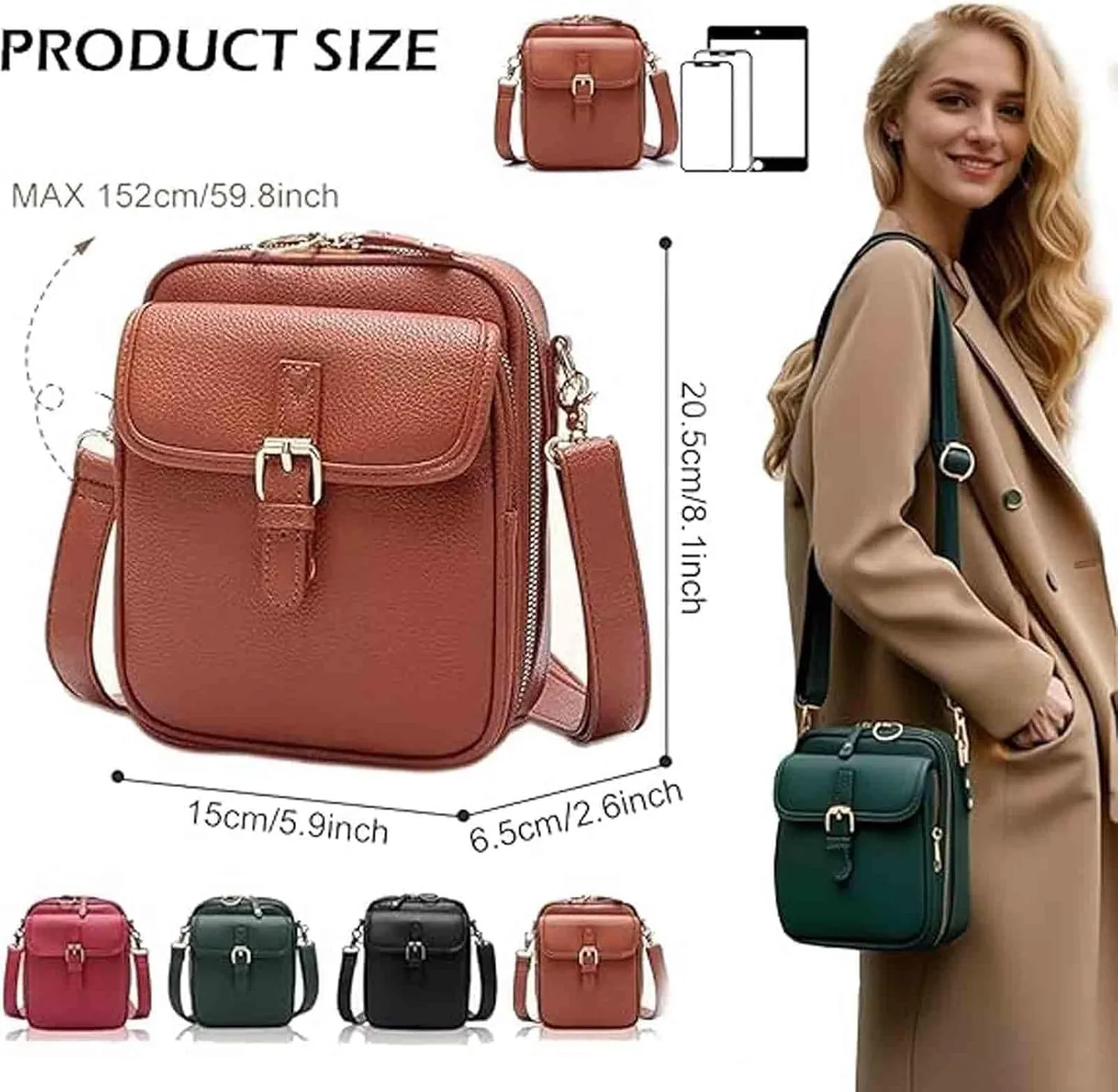 Collaborate Crossbody Leather Bag for Women - Urvashi Crossbody Genuine Leather Bag, Collaboraten1 Purse, Card Slots