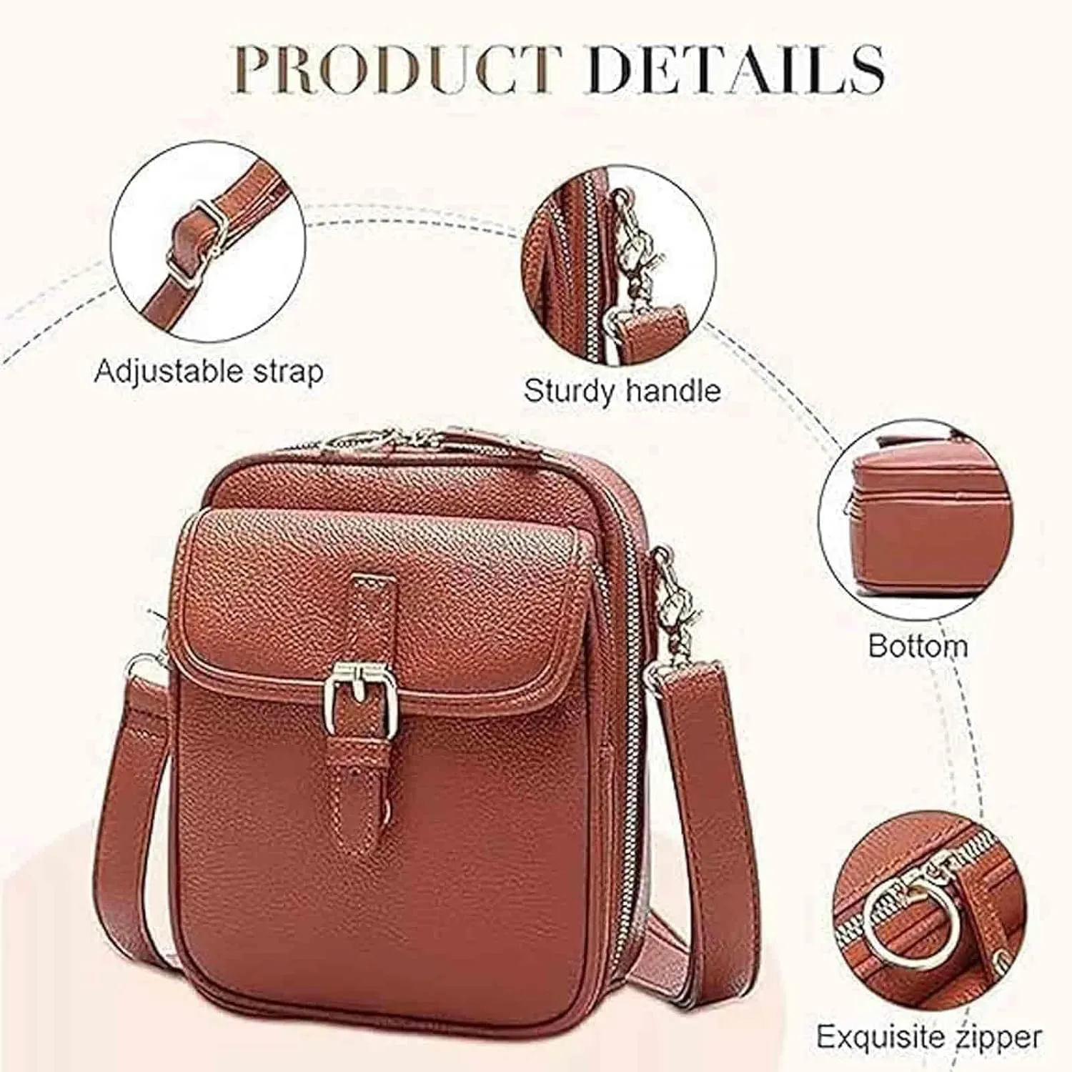 Collaborate Crossbody Leather Bag for Women - Urvashi Crossbody Genuine Leather Bag, Collaboraten1 Purse, Card Slots