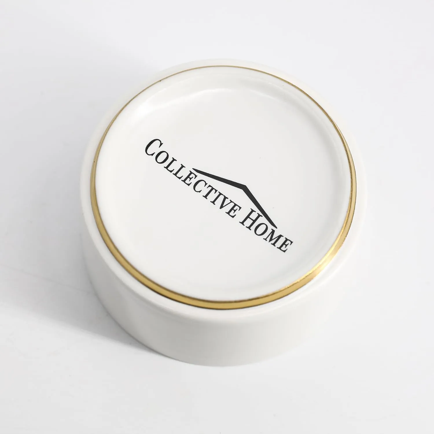 COLLECTIVE HOME - Ceramic Jewelry Box, Elegant Embossed Jewelry Holder, Trinket Organizer with Gold Monogram Lid, Storage for Ring Necklace Bracelet Earrings, Rings and Accessories (m)